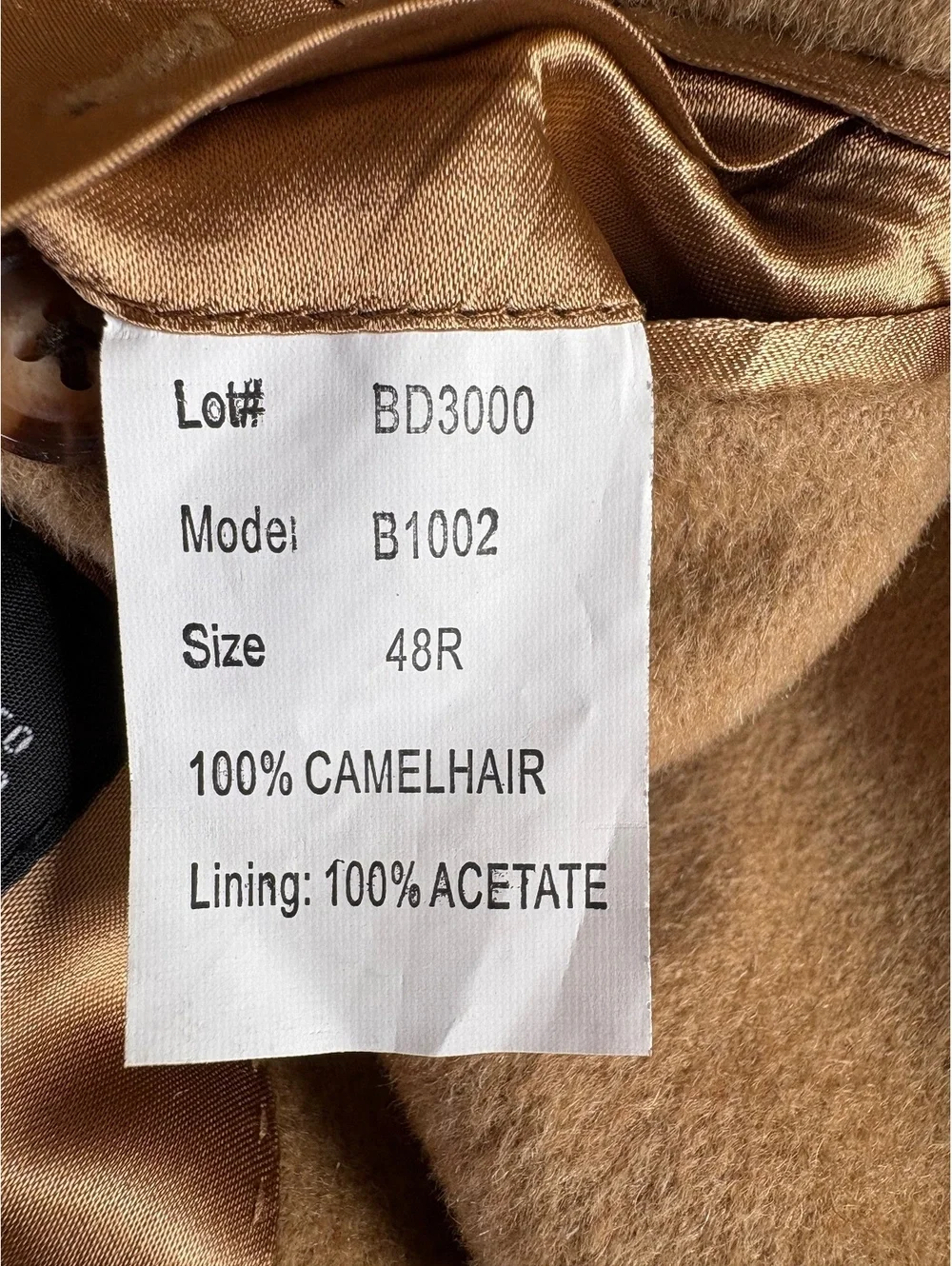 Stafford Executive Men’s 48R 100% Camel Hair Blazer Tan Two Button Sport Coat